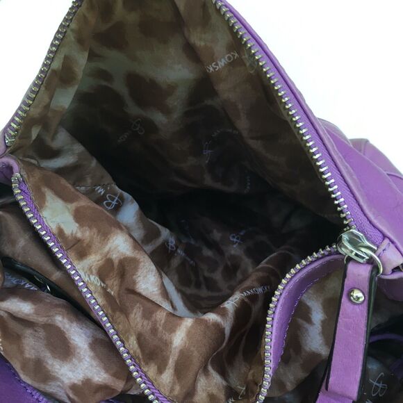 B. Makowsky Pebbled Leather Organizer Hobo Shoulder Bag Freesia Lilac Purple - Picture 11 of 12